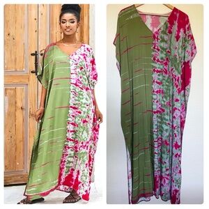 Tie Dye Coverup Summer Dress Kaftan